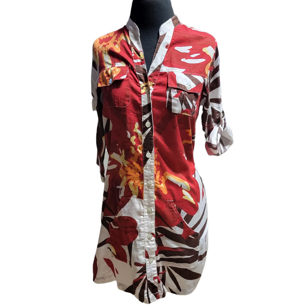 Collins shirt dress tropical print sz 40 / M
